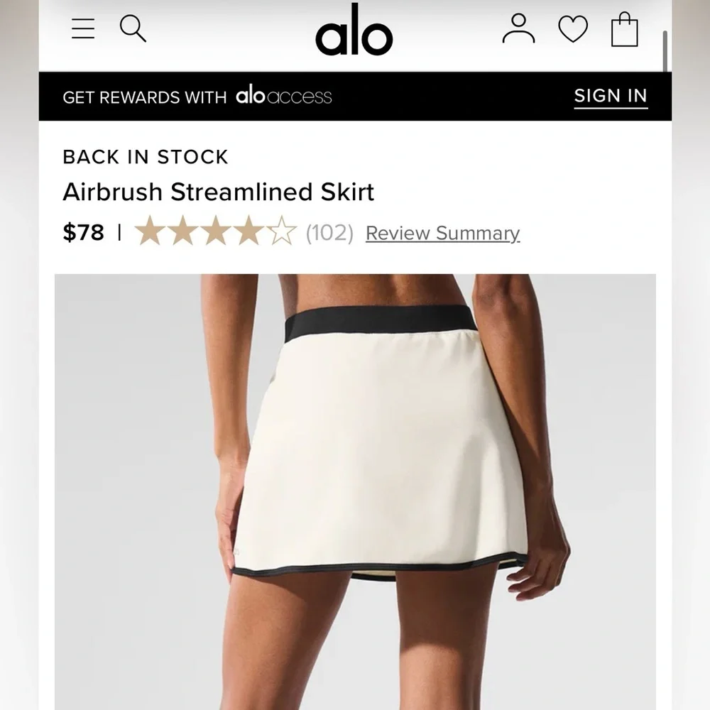 ALO Yoga Airbrush Skirt - Black Trim and White